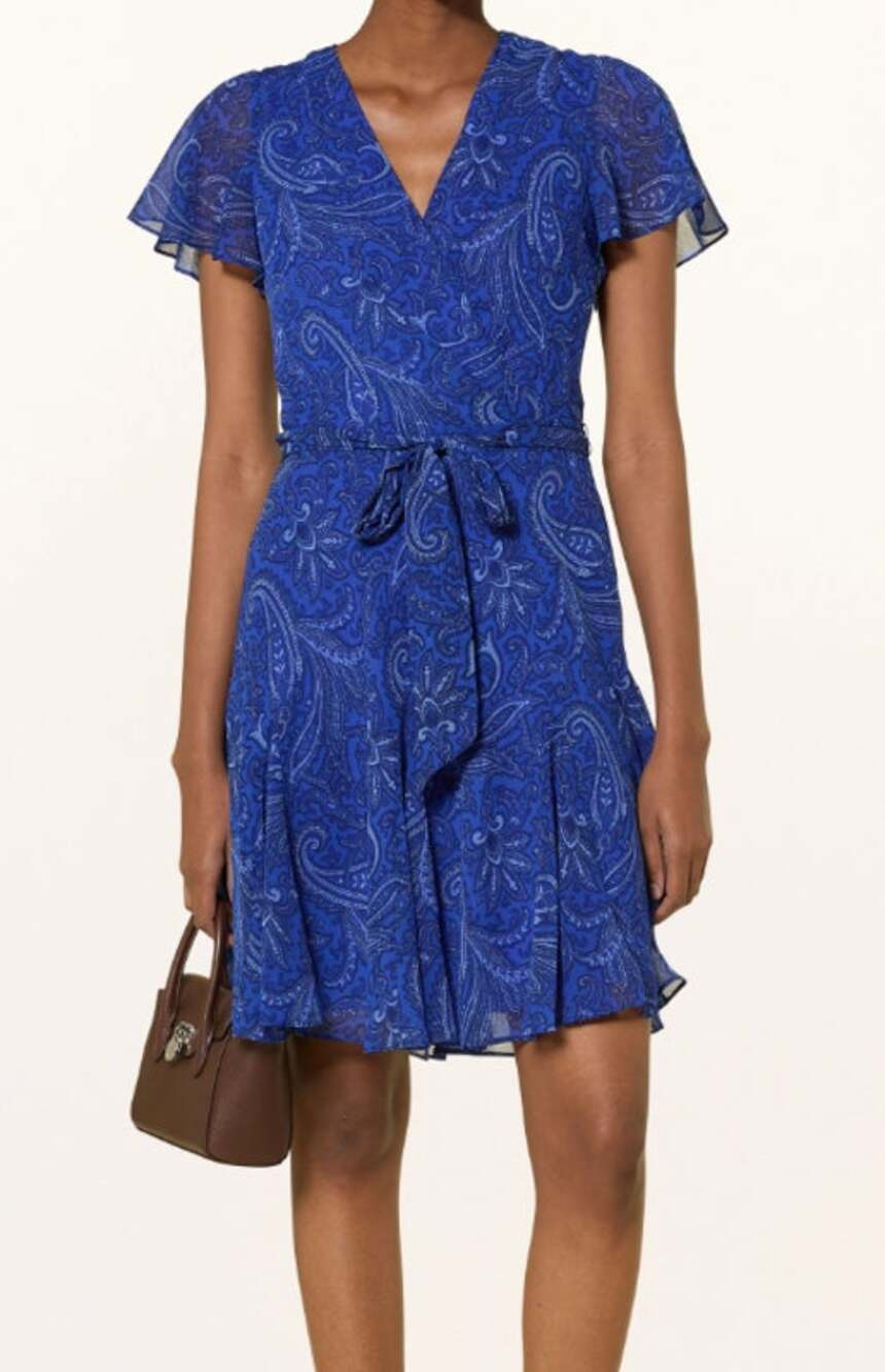 Lauren Ralph Lauren Women's Paisley Flutter-Sleeve Self Tie Dress 14